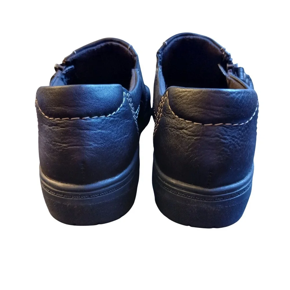 Clarks Collection Black Leather Zip Loafers Womens 6.5 M 261750534040 Comfort